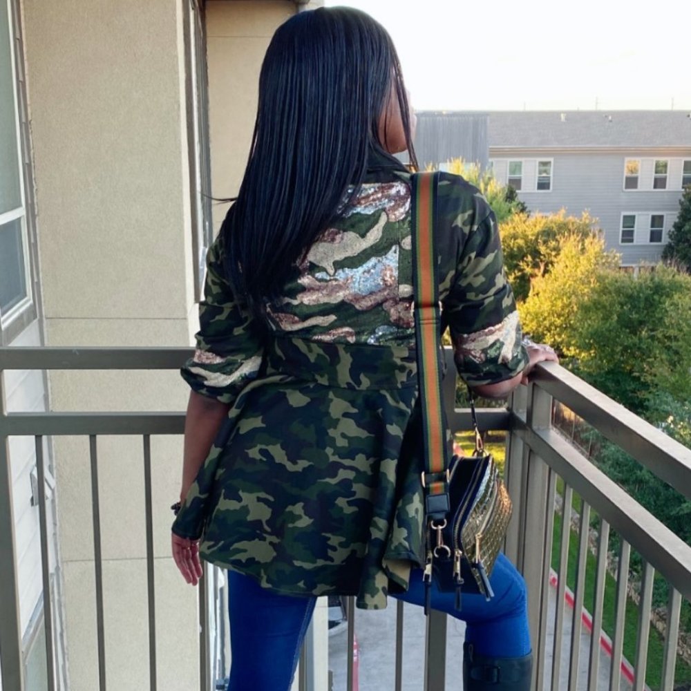 Operation Camo Peplum Sequin Jacket